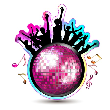 disco ball with people dancing clip art